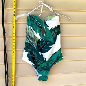 One piece swim suit Palm leaf print